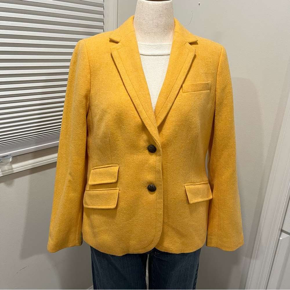 Talbots Yellow Wool Blend Blazer, Size Women's 14